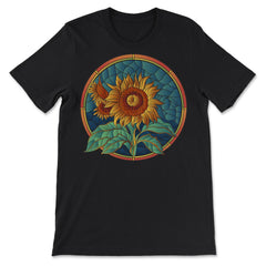 Stained Glass Art Sunflower Colorful Glasswork Design design - Premium Unisex T-Shirt - Black