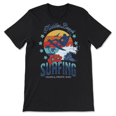 Middles Beach Surfing for Men Retro 70s Vintage Sunset Surf print - Premium Unisex T-Shirt - Black