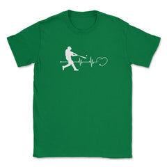 Baseball Lover Heartbeat Pitcher Batter Catcher Funny print Unisex - Green