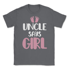 Funny Uncle Says Girl Niece Baby Gender Reveal Announcement graphic - Smoke Grey