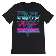 Synthwave Piano Retro Vaporwave 1980s & 1990s Aesthetic print - Premium Unisex T-Shirt - Black