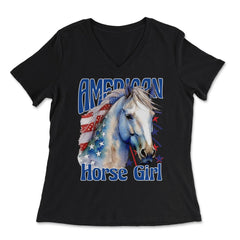 American Horse Girl Proud Patriotic Horse Girl product - Women's V-Neck Tee - Black