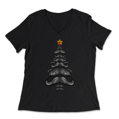 Christmas Tree Mustaches For Him Funny Matching Xmas product - Women's V-Neck Tee - Black
