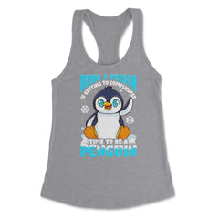 Time to Be a Penguin Happy Penguin with Snowflakes Kawaii print - Grey Heather