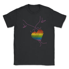 Rainbow Flag Kiss Gay Pride product Unisex T-Shirt - Black