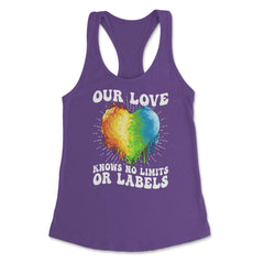 Our Love Knows No Limits or Labels LGBT Parents Rainbow print Women's - Purple