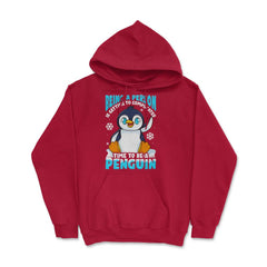 Time to Be a Penguin Happy Penguin with Snowflakes Kawaii print Hoodie - Red