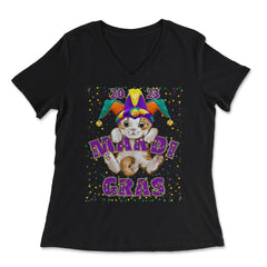 Mardi Gras Cat 2023 Cat Tuesday Cute Kitten with Jester Hat product - Women's V-Neck Tee - Black