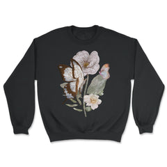 Pollinator Butterflies & Flowers Cottage core Botanical graphic - Unisex Sweatshirt - Black