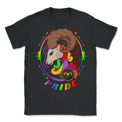 Gay Zodiac LGBTQ Zodiac Sign Aries Rainbow Pride product - Unisex T-Shirt - Black