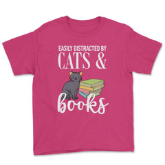 Funny Easily Distracted By Cats And Books Cat Book Lover Gag graphic - Heliconia