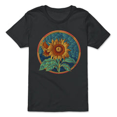 Stained Glass Art Sunflower Colorful Glasswork Design design - Premium Youth Tee - Black