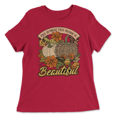 Fall Is Proof That Change Is Beautiful Leopard Pumpkin design - Women's Relaxed Tee - Red