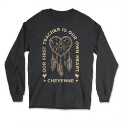Peacock Feathers Dreamcatcher Heart Native Americans graphic - Long Sleeve T-Shirt - Black