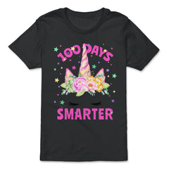 100 Days Smarter 100 Days of School Unicorn Face Costume design - Premium Youth Tee - Black