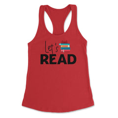 Funny Let's Read Books Reading Lover Bookworm Librarian print Women's - Red