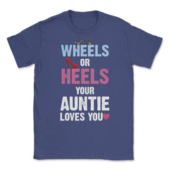 Funny Wheels Or Heels Your Auntie Loves You Gender Reveal product - Purple