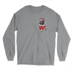 Christmas Dachshund Puppy In Fake Pocket Funny Wiener Dog product - Long Sleeve T-Shirt - Grey Heather