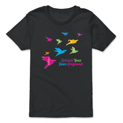 Unleash Your Inner Origamist Colorful Origami Flying Birds product - Premium Youth Tee - Black