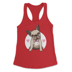 Cute French Bulldog With Hearts Bow Tie Frenchie Pet Owner design - Red