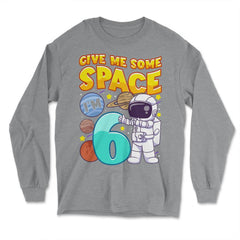 Science Birthday Astronaut & Planets Science 6th Birthday print - Long Sleeve T-Shirt - Grey Heather