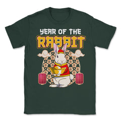 Chinese Year of Rabbit 2023 Chinese Aesthetic design Unisex T-Shirt - Forest Green