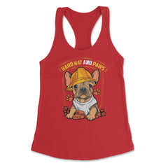 French Bulldog Construction Worker Hard Hat & Paws Frenchie graphic - Red