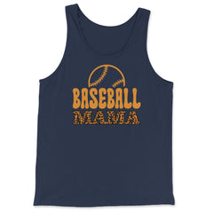 Baseball Mama Mom Leopard Print Letters Sports Funny graphic - Tank Top - Navy