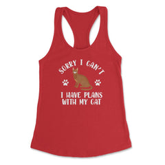 Funny Sorry I Can't I Have Plans With My Cat Pet Owner Gag design - Red