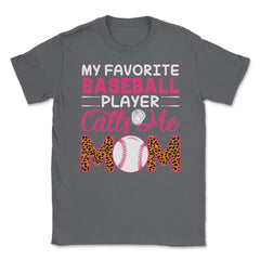My Favorite Baseball Player Calls Me Mom Mama Mom Leopard print - Smoke Grey