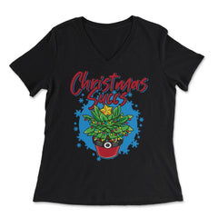 Christmas Succs Hilarious Xmas Succulents Pun product - Women's V-Neck Tee - Black