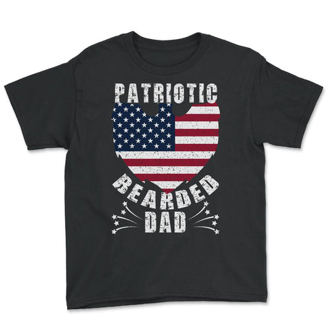 Patriotic Bearded Dad 4th of July Dad Patriotic Grunge design Youth - Black