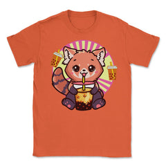 Kawaii Red Panda Drinking Boba Tea Bubble Tea print Unisex T-Shirt - Orange