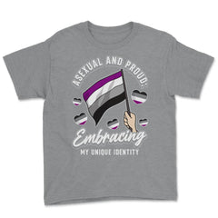 Asexual and Proud: Embracing My Unique Identity design Youth Tee - Grey Heather