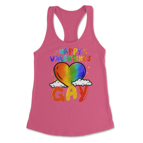 Happy Valentines Gay Rainbow Pride Gift print Women's Racerback Tank