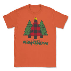 Merry Christmas Trees Retro Vintage Plaid Xmas graphic Unisex T-Shirt