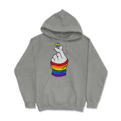 Gay Pride Flag K-Pop Love Hand Gift design Hoodie - Grey Heather