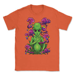 Alien Hippie Smoking Marijuana Hilarious Groovy Art print Unisex - Orange