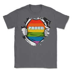 Rainbow Pride Flag Hero Gay design Unisex T-Shirt - Smoke Grey