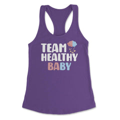 Funny Team Healthy Baby Boy Girl Gender Reveal Announcement design - Purple