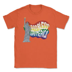 God Bless Gaymerica Statue Of Liberty Rainbow Pride Flag design - Orange