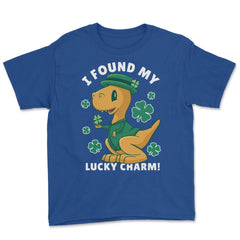 St Patrick's Day I Found My Lucky Sharm Kawaii Dinosaur design Youth - Royal Blue