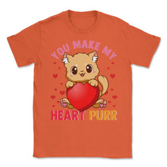 You Make My Heart Purr Kawaii Kitten Holding Heart graphic Unisex - Orange