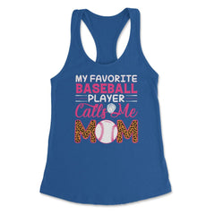 My Favorite Baseball Player Calls Me Mom Mama Mom Leopard print - Royal