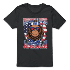 Patriotic Bigfoot Loves America! 4th of July graphic - Premium Youth Tee - Black