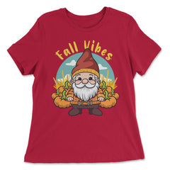 Fall Vibes Cute Gnome with Pumpkins Autumn Graphic product - Women's Relaxed Tee - Red
