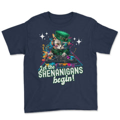 Let the Shenanigans Begin! DJ Cat Music St Patrick’s Humor design - Navy