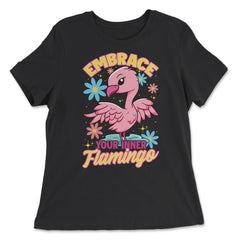 Flamingo Embrace Your Inner Flamingo Spirit Animal graphic - Women's Relaxed Tee - Black