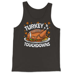 Thanksgiving Turkey & Touchdowns American Football Funny graphic - Tank Top - Black