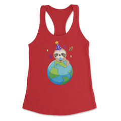 Happy Earth Day Sloth Funny Cute Gift for Earth Day design Women's - Red